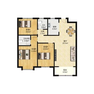 户型图在a线分析家居布局买房子选房屋看办公室住宅风山水摆件师