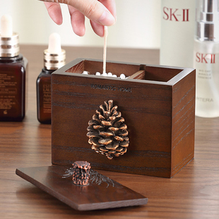 轻奢木质牙签筒 创意时尚 欧式 牙线盒收纳高档棉签盒牙签盒家用个性