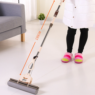 懒人海绵拖把大号胶棉吸水拖把家用一拖净滚轮式 挤水免手洗托拖布