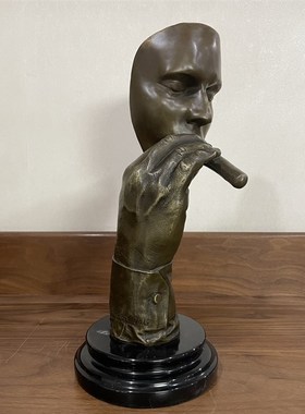 铜雕塑抽象抽雪茄的男人铜像会所摆件家居装饰品高级礼品客厅书房