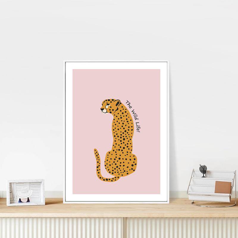 北欧儿童房装饰公主房女孩少女心卧室墙画可爱卡通动物豹子粉色画,金属材料及制品,金属加工件/五金加工件,淘宝优惠券,粉丝福利购,淘宝优惠卷
