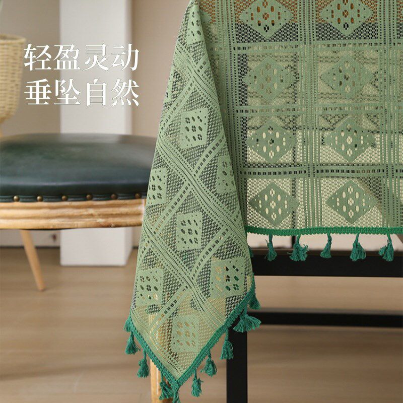 法式桌布田园蕾丝小清新镂空轻奢高级感餐厅桌茶几柜子流苏装饰布