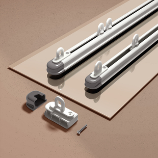 窗帘轨道直轨可伸缩顶装 静音滑轨铝合金飘窗导轨单双轨滑道 侧装