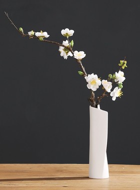 仿真竹子摆件中式假花陶瓷花瓶套装茶室茶几桌Q面绿植紫竹绢花叶