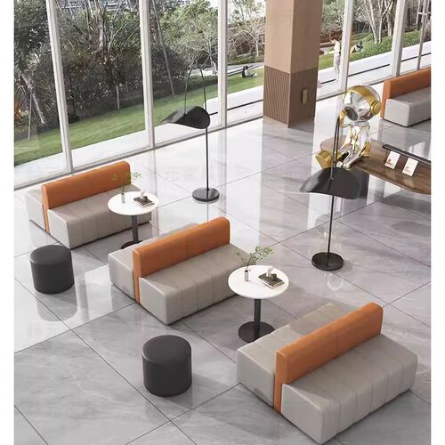 办公休闲接待沙发培训机构店铺z休息等候区靠墙无靠背转角卡座长