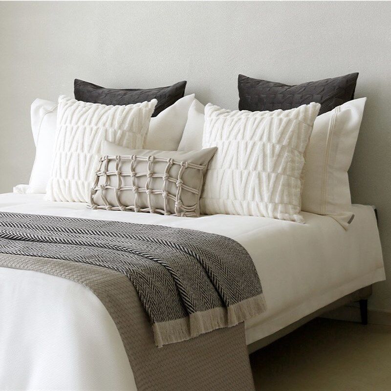 轻奢现代样板间床品软装家具展厅酒店别墅床上用品可定制多件套