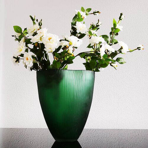 大师手作琉璃艺术花瓶q磨刻花器餐桌客厅玄关摆件样板房电视柜摆