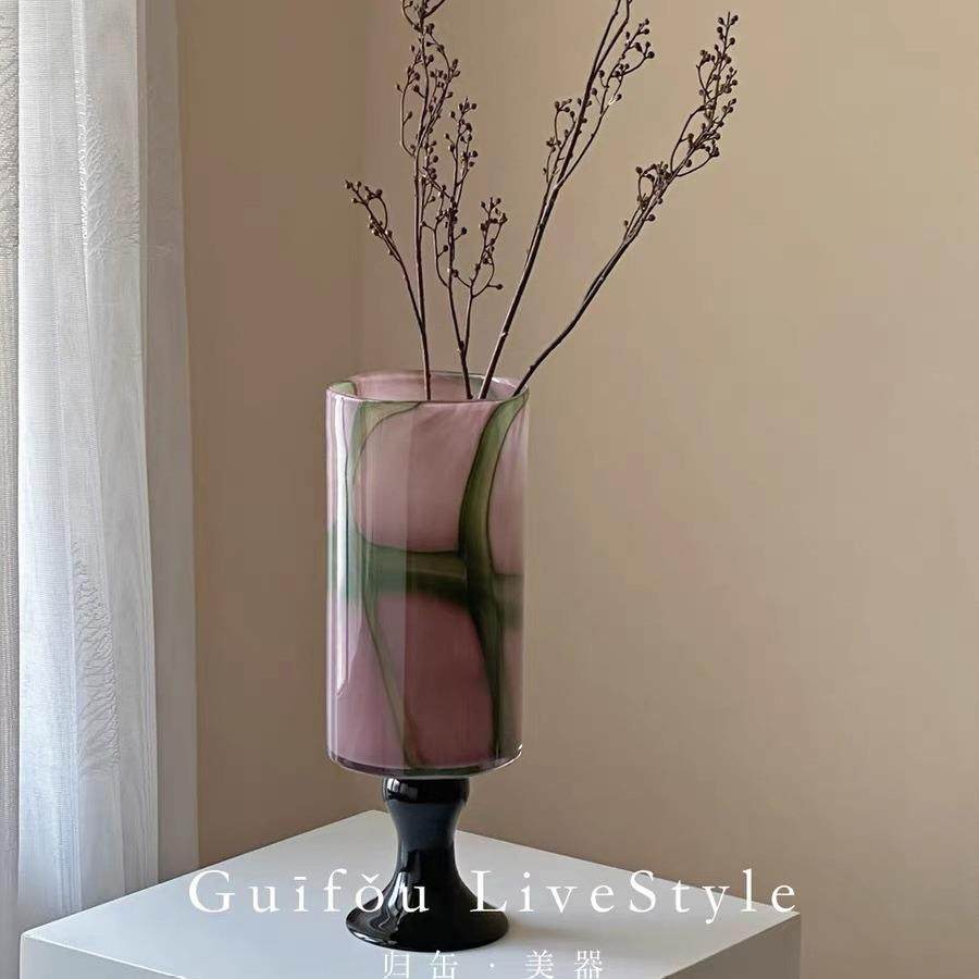 归缶中古琉璃花瓶新中式高级感高脚客厅玄关摆件彩色玻璃冬青花器,清洗/食品/商业设备,风口/风叶/风机配件,淘宝优惠券,粉丝福利购,淘宝优惠卷