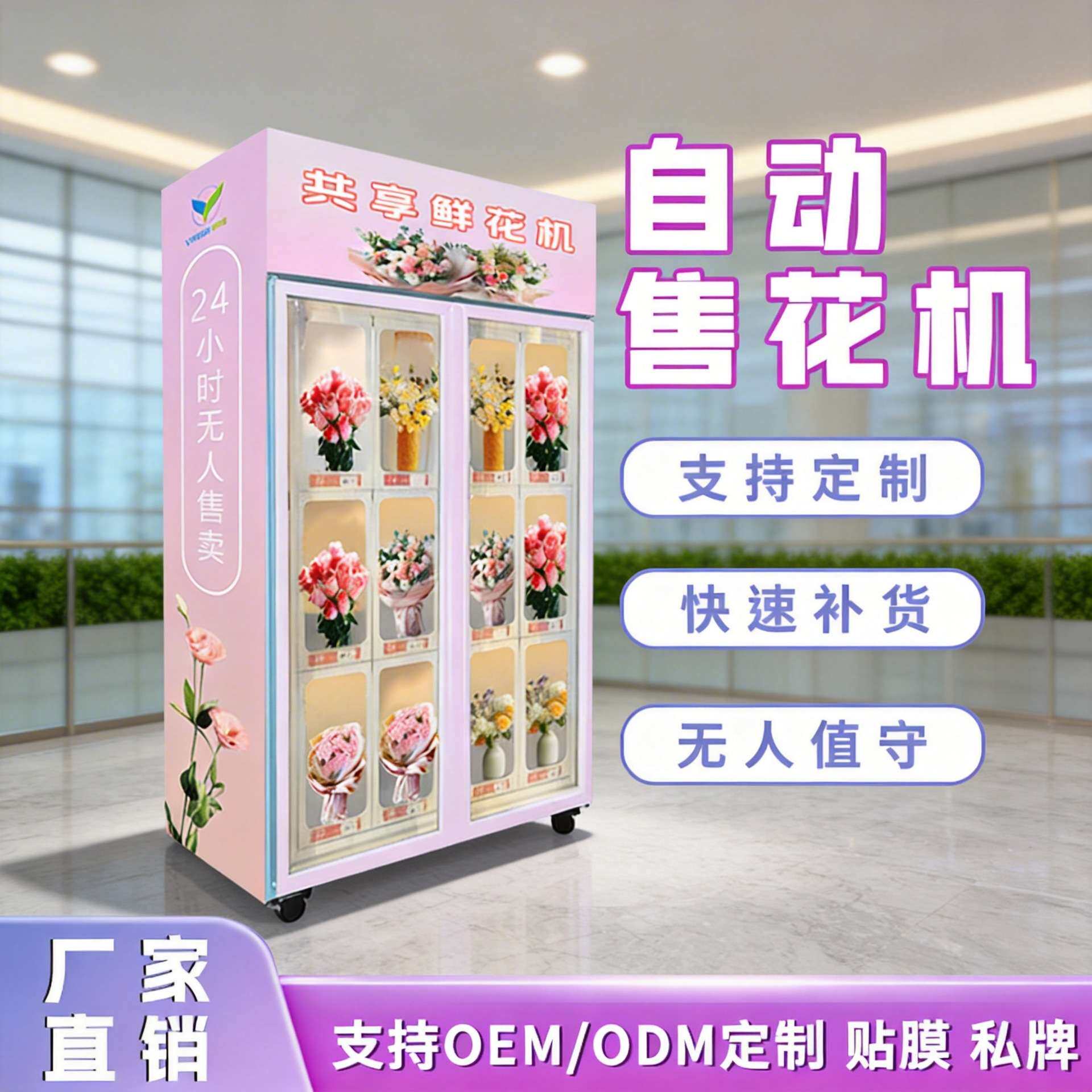 格子柜自动售货机鲜花自助售卖机商用无人花店大型售货机贩卖机