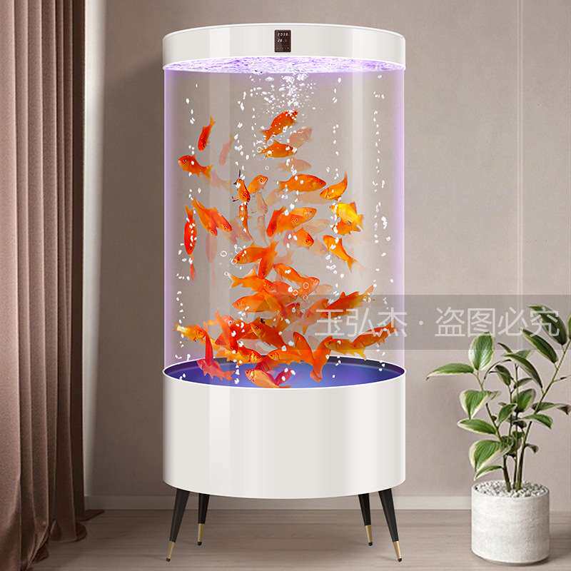 创意玻璃鱼缸圆形2026新款客厅中小型水族箱家用循环过滤免换水