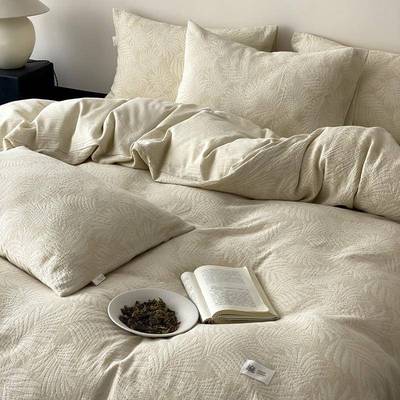 很软很亲肤~a类母婴60支棉麻提花床上四件套全棉纯棉床单被套床品