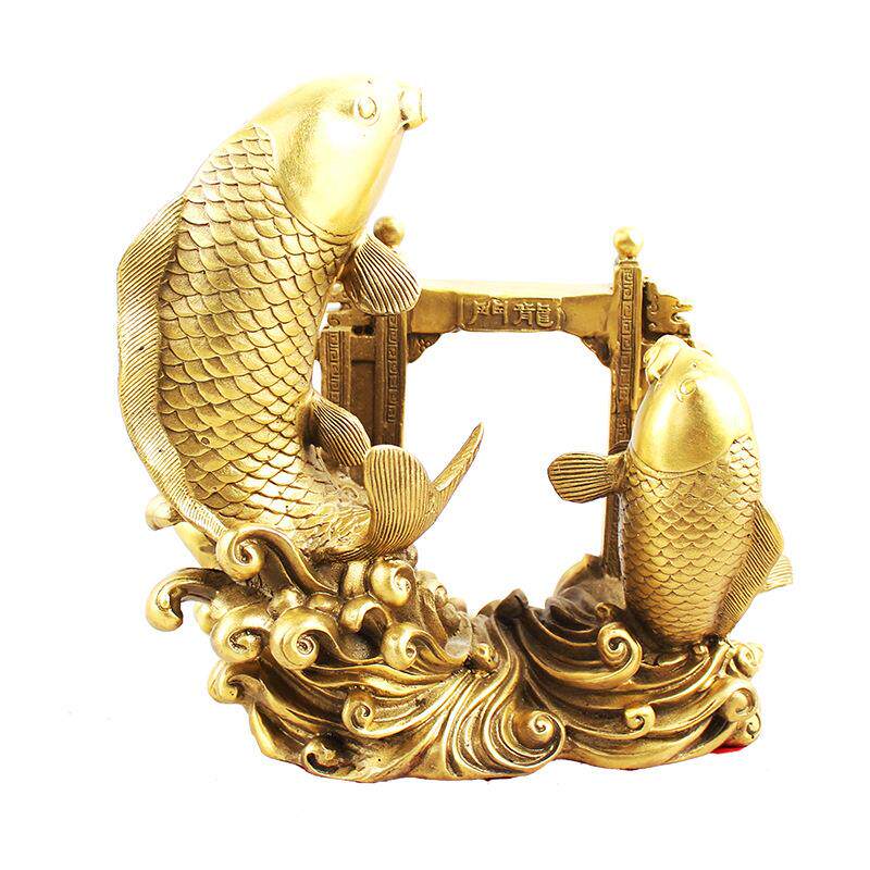 铜鲤鱼跳龙门摆件 年年有鱼 鱼跃龙门摆件摆饰金属工艺品