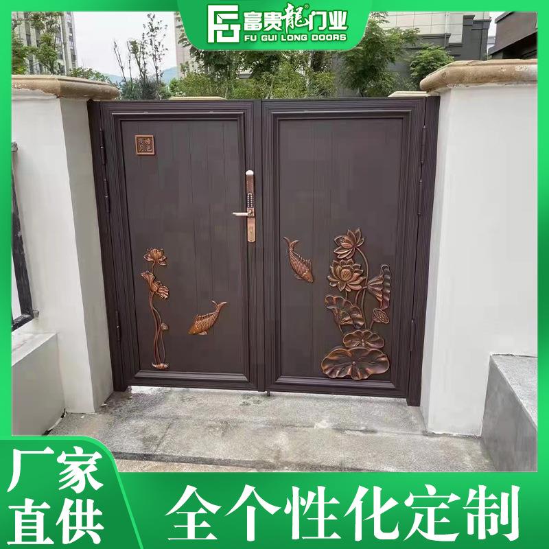 铝艺大门小门进户门双开 自动大门电动乡村折叠中式别墅庭院门