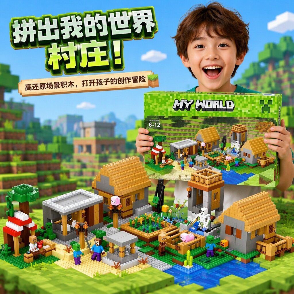 适用乐高我的世界积木村庄