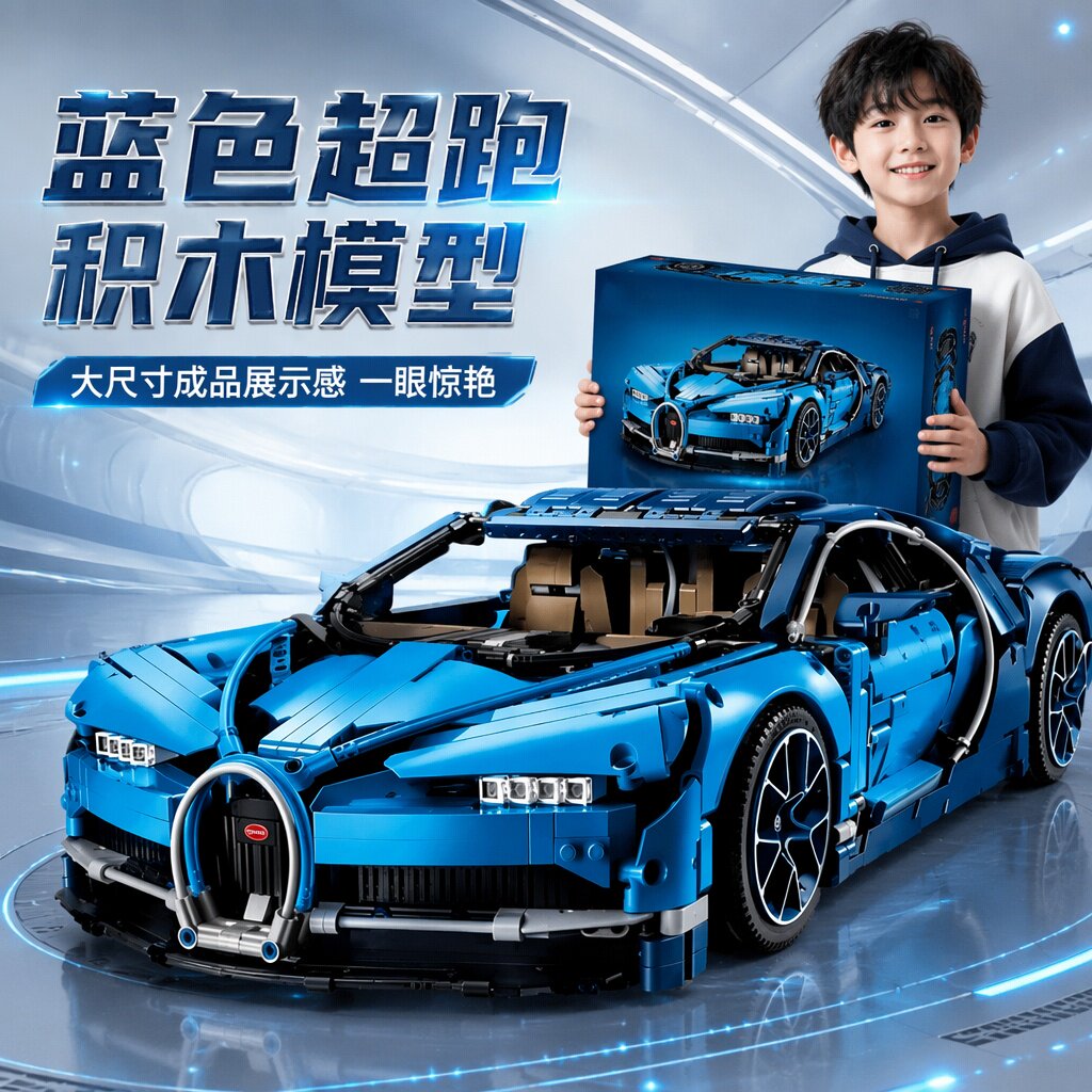 布加迪威龙跑车匹配乐高高难度巨大型男孩子益智拼装积木玩具模型