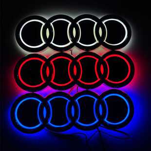 5D适用于奥迪Q5 A3 A5汽车标志LED灯后尾标改装5D冷光发光车标灯