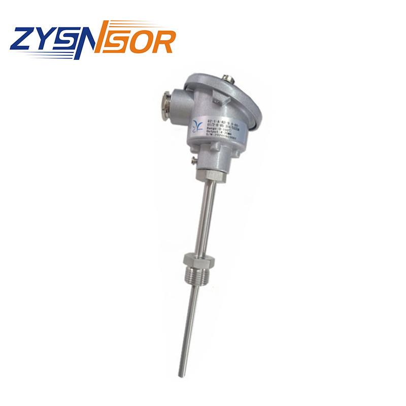 ZYSENSOR温度传感器0-160度4-20MA管径6MM插深85MM带5333A