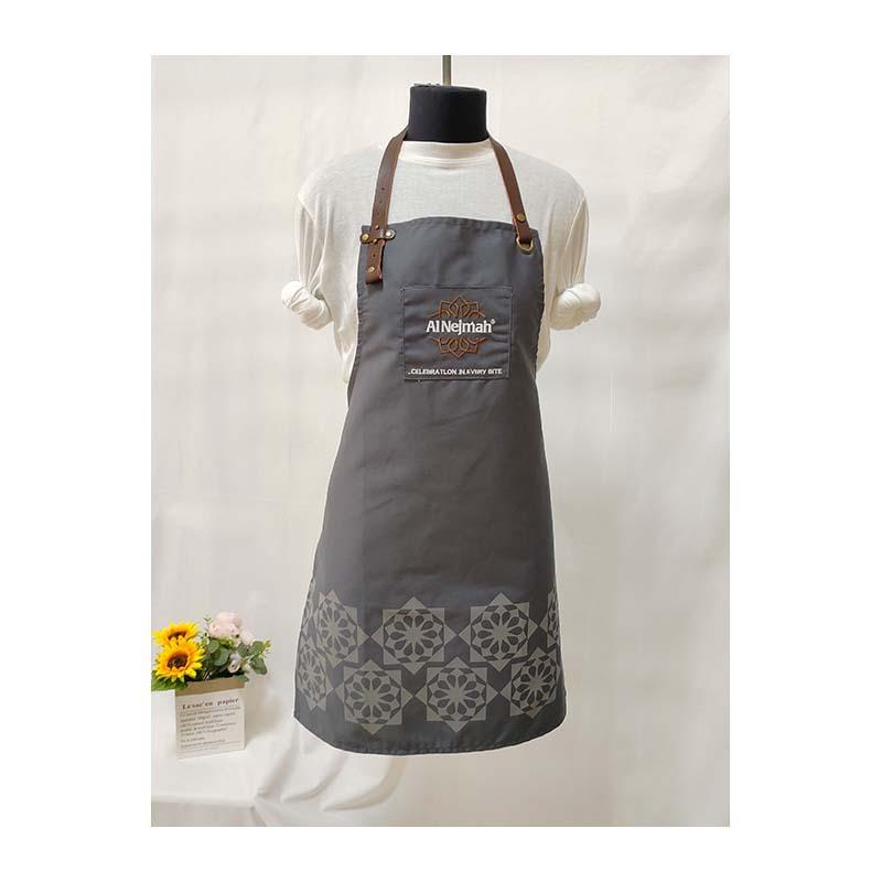 真皮挂脖帆布围裙花艺师咖啡师奶茶饮店工作服定 制logo