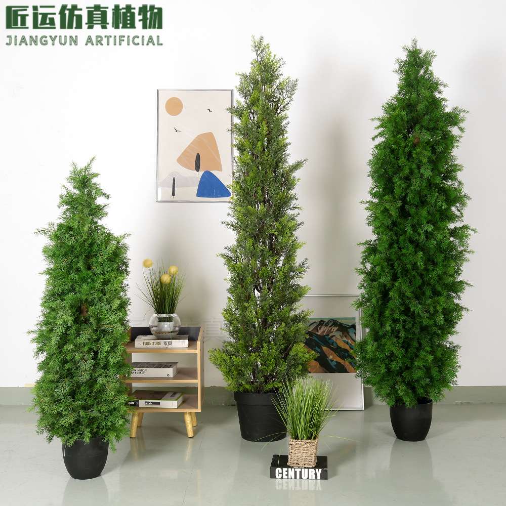 仿真松树柏树 仿真细柏叶树塔型松树 人造塔型树雪松树盆栽图片