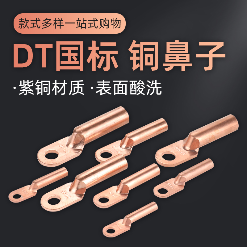 国标A级DT10/16/25/35/50/70/95/150/185/240平方铜鼻子接线端子