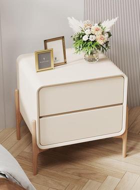 小型柜储物床头柜简约现代极简置物柜床边收纳柜卧室简易实木岩板
