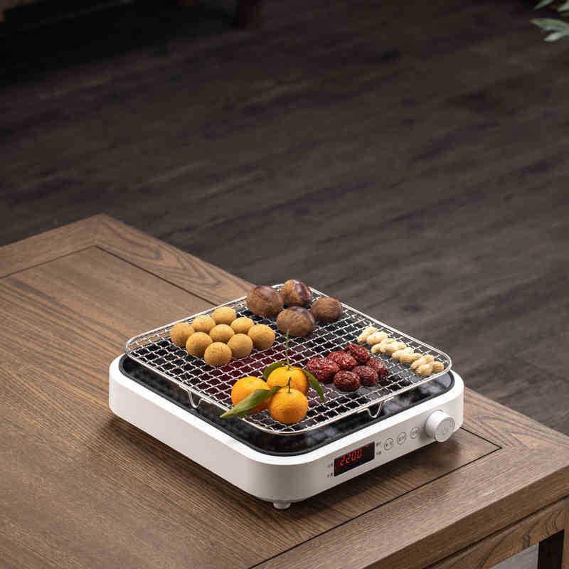 围炉煮茶家用室内电陶炉煮茶壶大功率双环烤煮一体烤肉烤橘子茶具