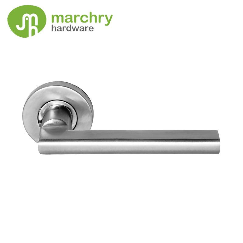 厂家 现货 304不锈钢精铸实心门把手 防火门锁执手 分体式门拉手