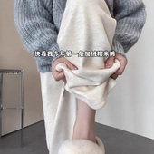宽松直筒慵懒 2025新款 女秋冬季 高腰阔腿加厚羊羔绒棉裤 加绒糯米裤