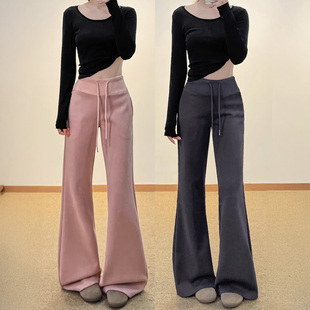 微喇运动裤 显瘦垂感lulu喇叭卫裤 女2025秋季 抽绳高腰修身 新款 美式