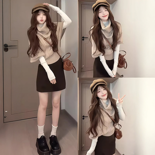 咖色毛呢半身裙女2025秋冬季 高腰显瘦加厚包臀短裙 小个子a字修身