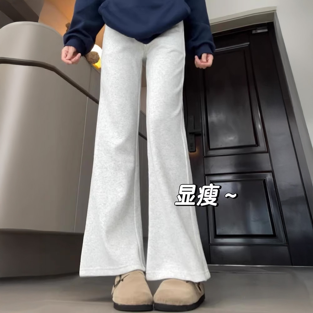 灰色微喇叭裤女秋冬季2025
