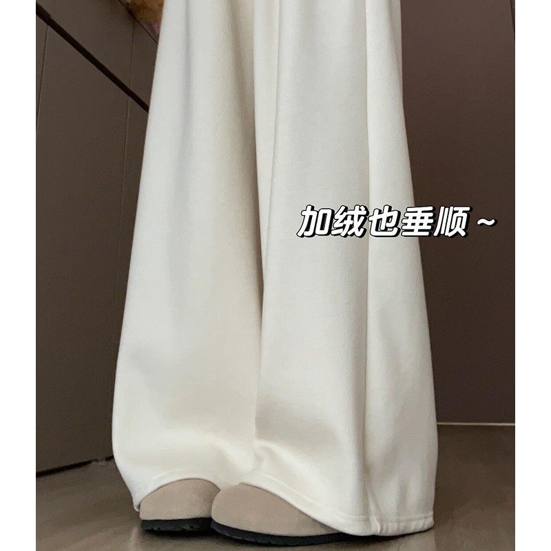 白色加绒裤子女春秋冬2025