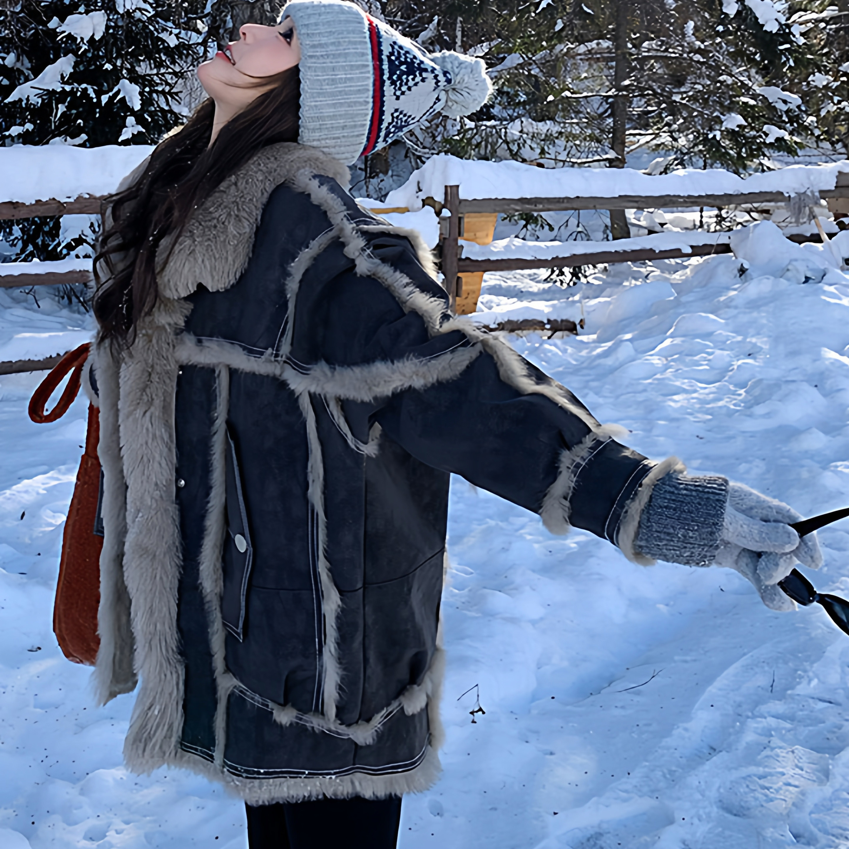 黑灰色加绒加厚皮毛一体外套2025新款女冬季复古爆款派克棉服大衣,女装/女士精品,派克服,淘宝优惠券,粉丝福利购,淘宝优惠卷