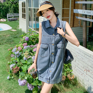 韩版复古无袖牛仔连衣裙女2026夏季新款宽松显瘦A字短裙减龄休闲
