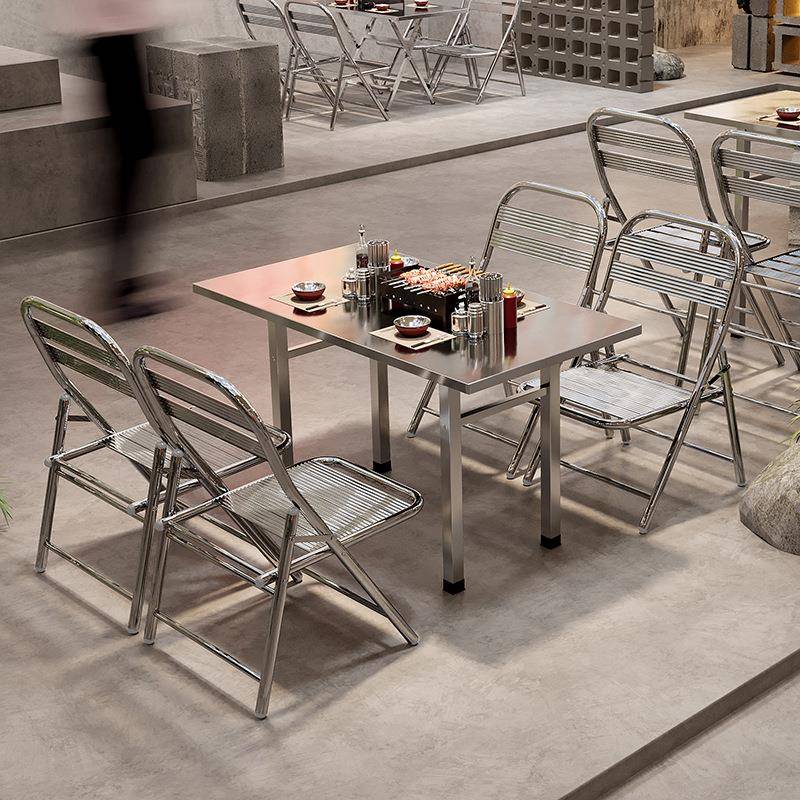 淄博烧烤店桌椅不锈钢网红烤肉夜宵店矮桌子餐厅大排档小吃店商用