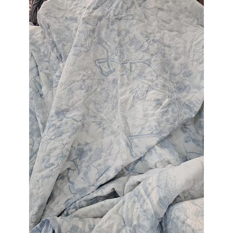 实物颜色超舒服!柔软水洗棉清新印花衍缝夹棉床盖1.5床笠1.8床品