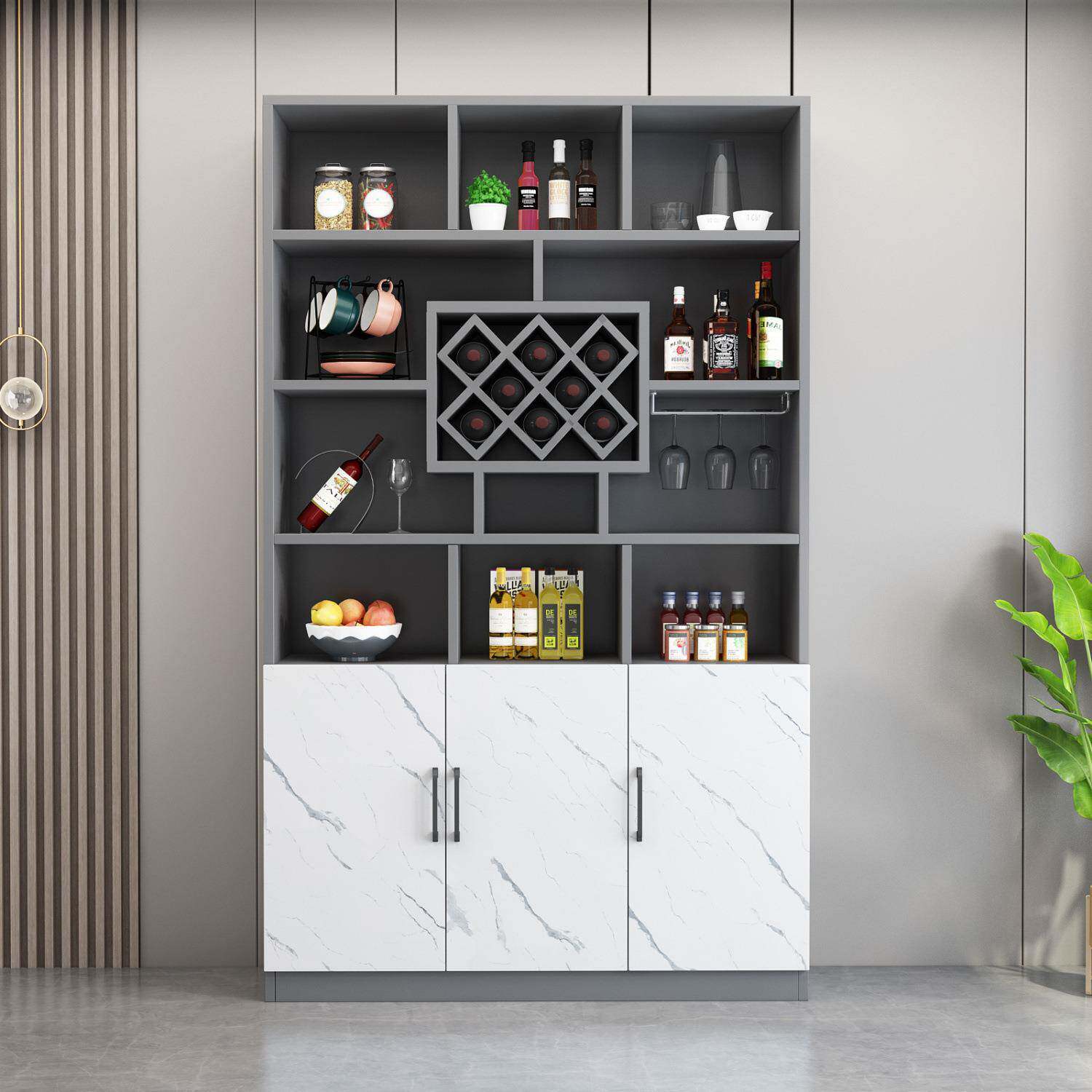 酒柜靠墙客厅家用红酒储物柜子现代简约酒柜餐边柜一体玄关柜