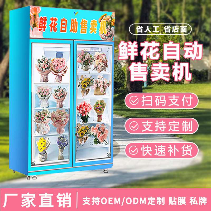 自动无人鲜花售货机智能商用扫码花柜开门自选鲜花售卖机 厂家OEM