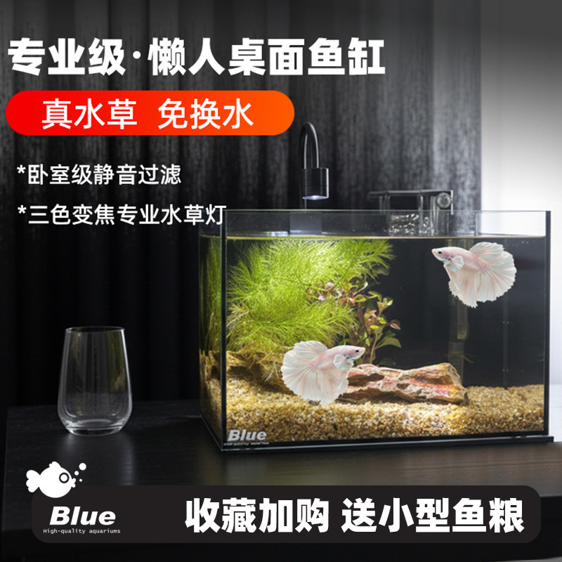 桌面办公室斗鱼免换水生态缸造景自循环全套小型客厅家用超白鱼缸