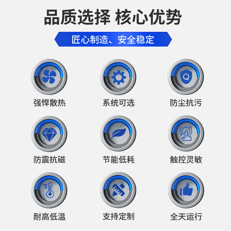 10.1/13.3/19寸全封闭嵌入式电容电阻触控航空接口工业触摸一体机