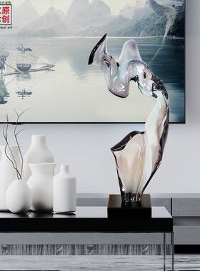 现代家居客厅桌面摆件简约透明雕塑艺术品酒店软装配饰电视柜装饰