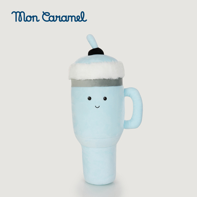 Mon Caramel可爱毛绒玩具带盖玩偶娃娃冰蓝吨吨奶茶杯