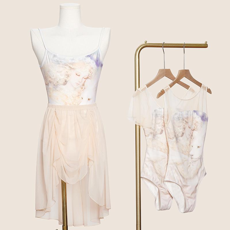 舞蹈服女成人芭蕾舞练功服艺考生跳舞服基训连体服印花拼网体操服