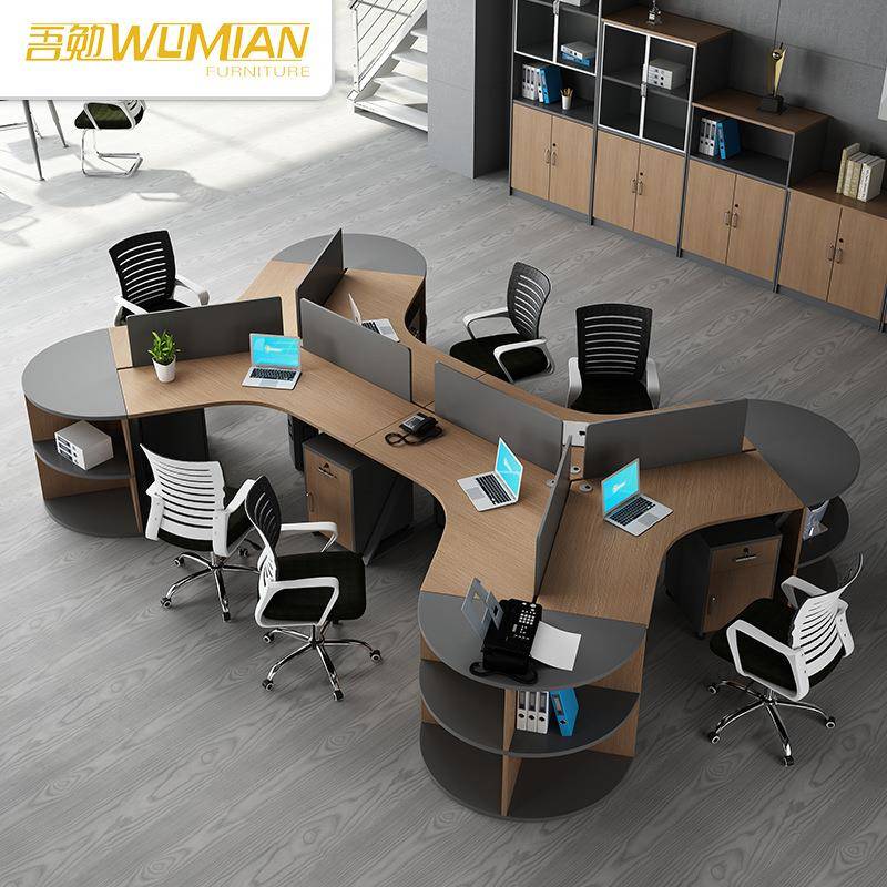 职员办公桌简约时尚四人员工卡座工位带柜屏风隔断职员桌椅组合