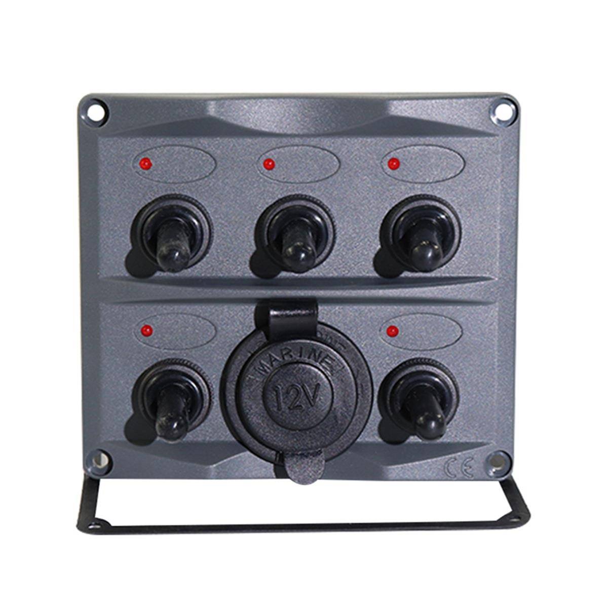 房车游艇改装面板12V/24V5组ON-OFF摇头拨动纽子开关面板多功能