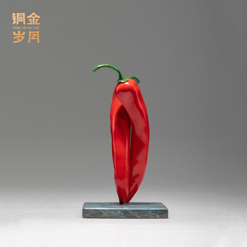 铜艺坊红红火火辣椒金属工艺品摆件仿真创意辣椒黄铜摆件家居装饰