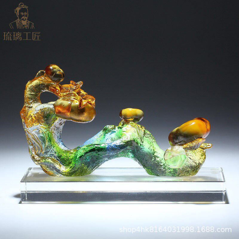 手工制作万事事如意柿子琉璃摆件轻奢高档水晶工艺品客厅家用装饰