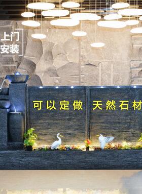 假山流水摆件落地招财喷泉养鱼池水幕墙客厅阳台别墅花园庭院景观