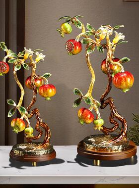 珐琅彩多籽多福摆件石榴工艺品摆件家居饰品客厅玄关中式桌面摆