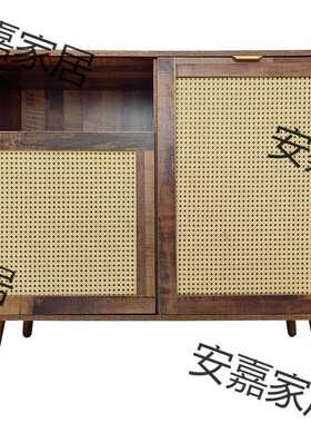 简约柜家用柜子外贸藤制多层边藤编橱柜北欧收纳柜储物